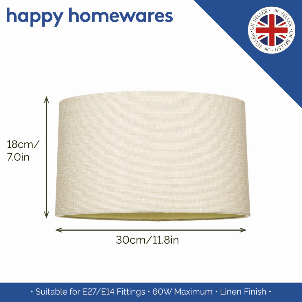 Contemporary and Sleek Cream Linen Fabric Oval Lamp Shade 60w Maximum Image 5