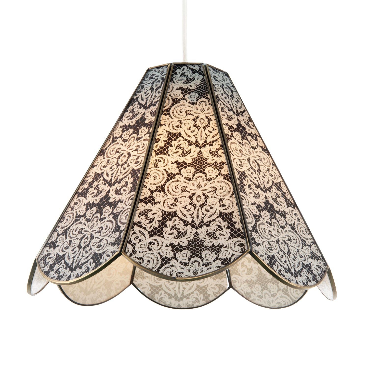 Classic Traditional White Floral Glass Pendant Ceiling Lighting Shade Image 1