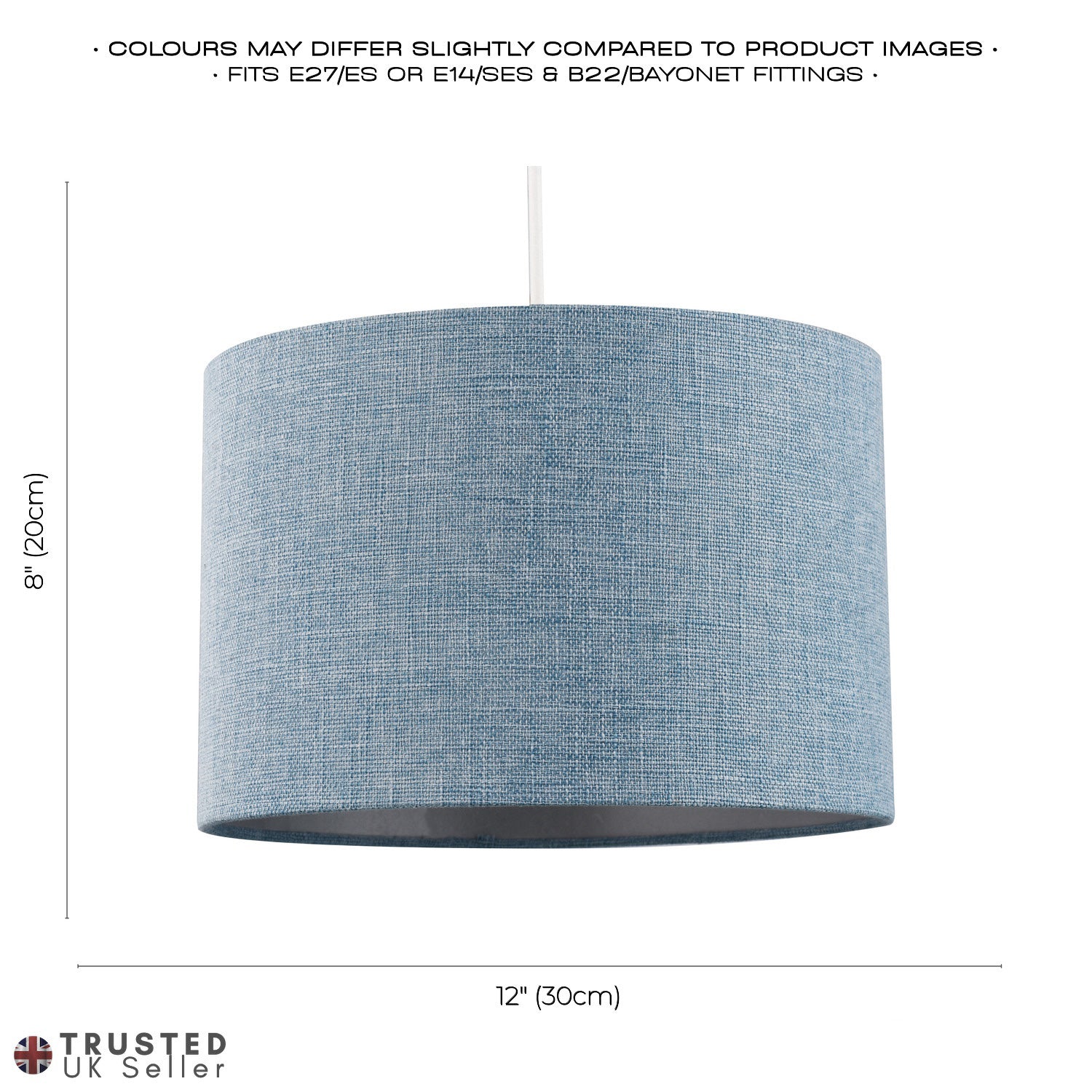 Contemporary and Sleek Blue Nova Plain Linen Fabric Drum Lamp Shade 60w Maximum Image 6