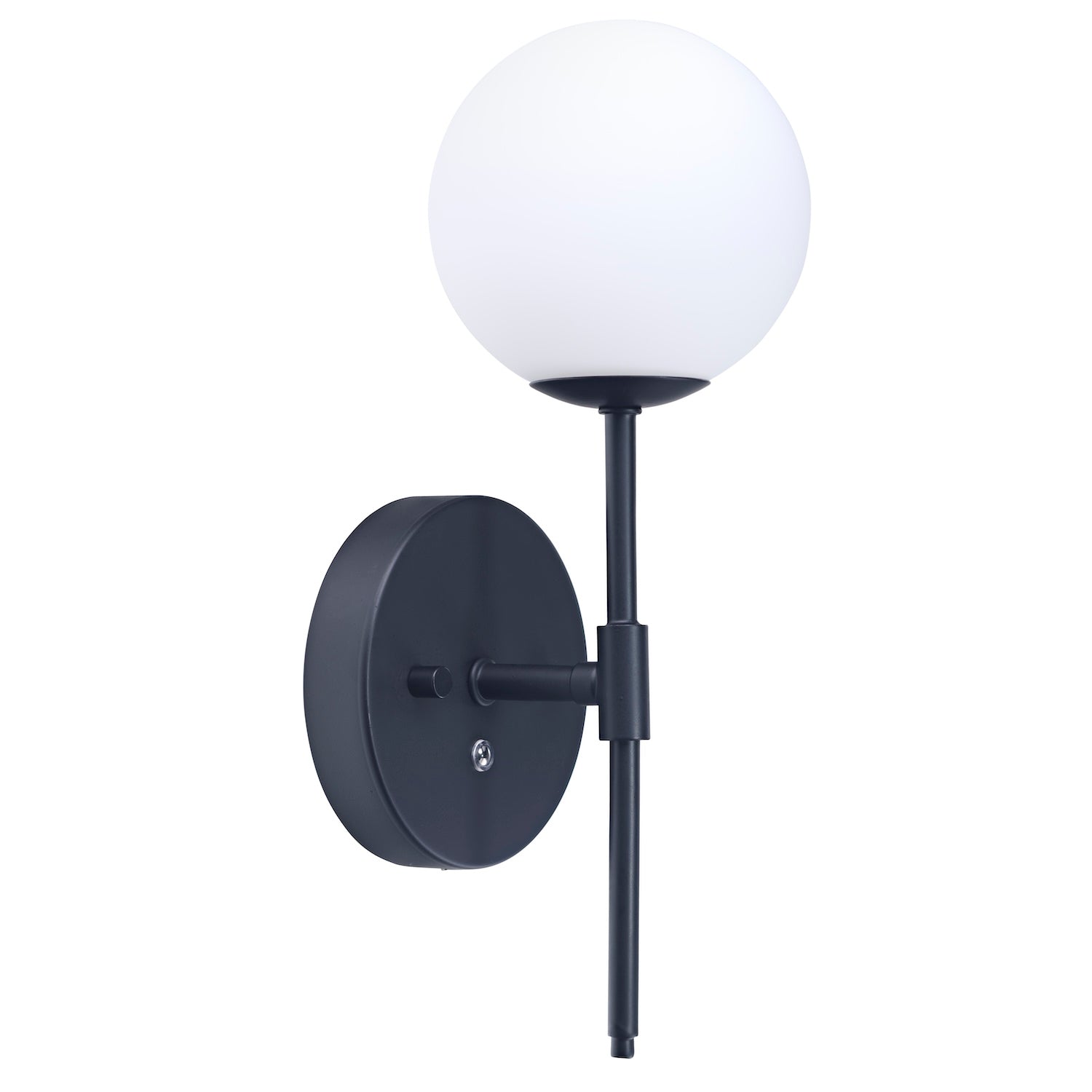 Matt Black Wireless Rechargeable Touch Dimmable Wall Light with Opal White Shade Image 1