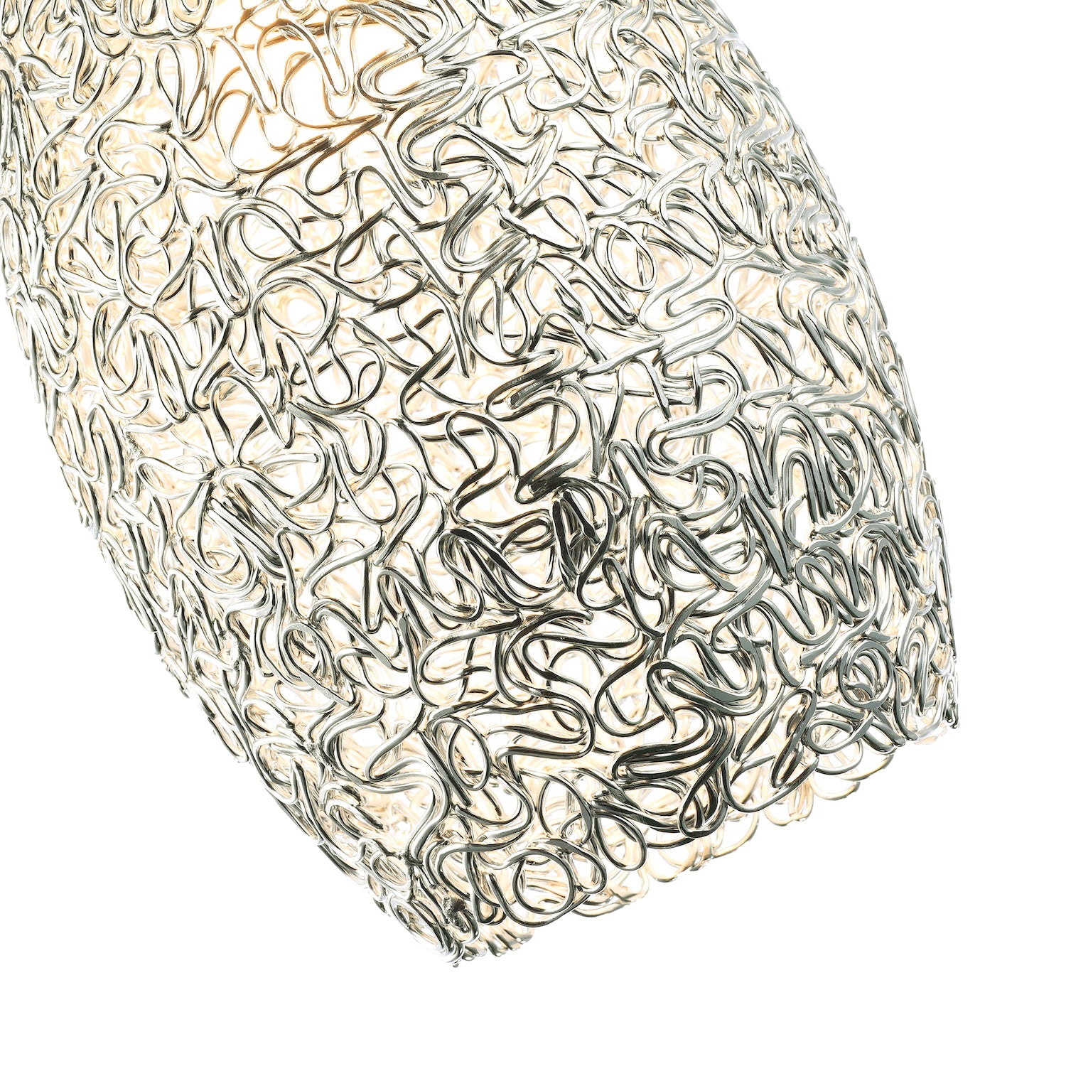 Industrial and Contemporary Twisted Wire Mesh Metal Light Shade in Shiny Silver Image 3