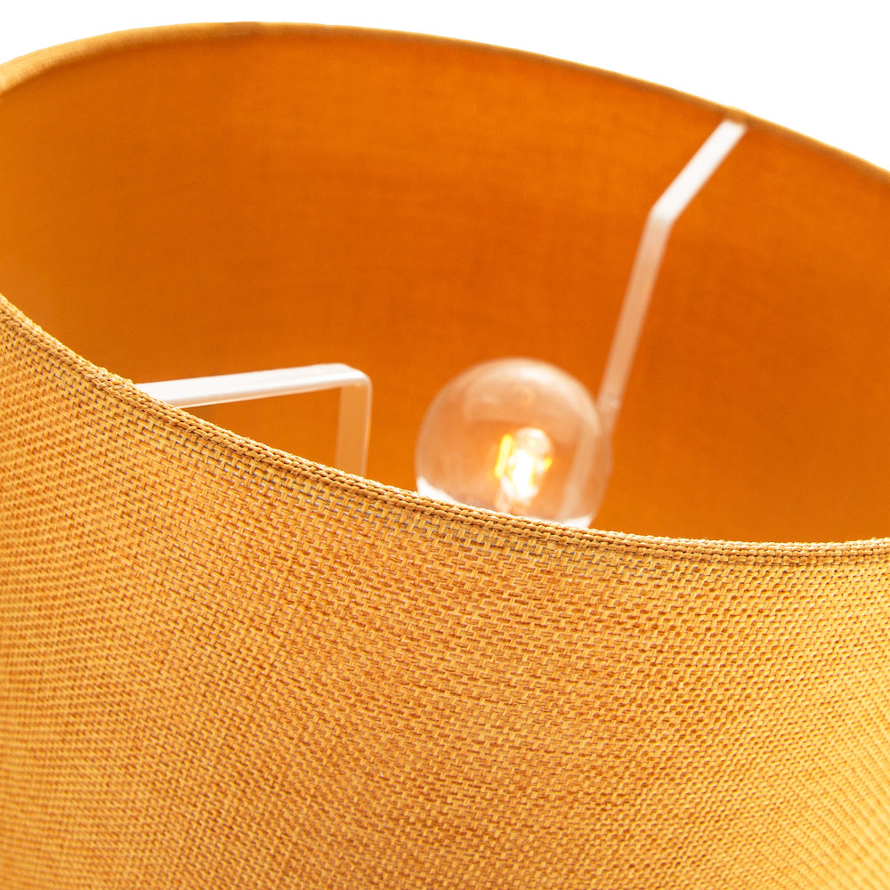 Contemporary and Sleek 14 Inch Ochre Linen Fabric Drum Lamp Shade 60w Maximum Image 2