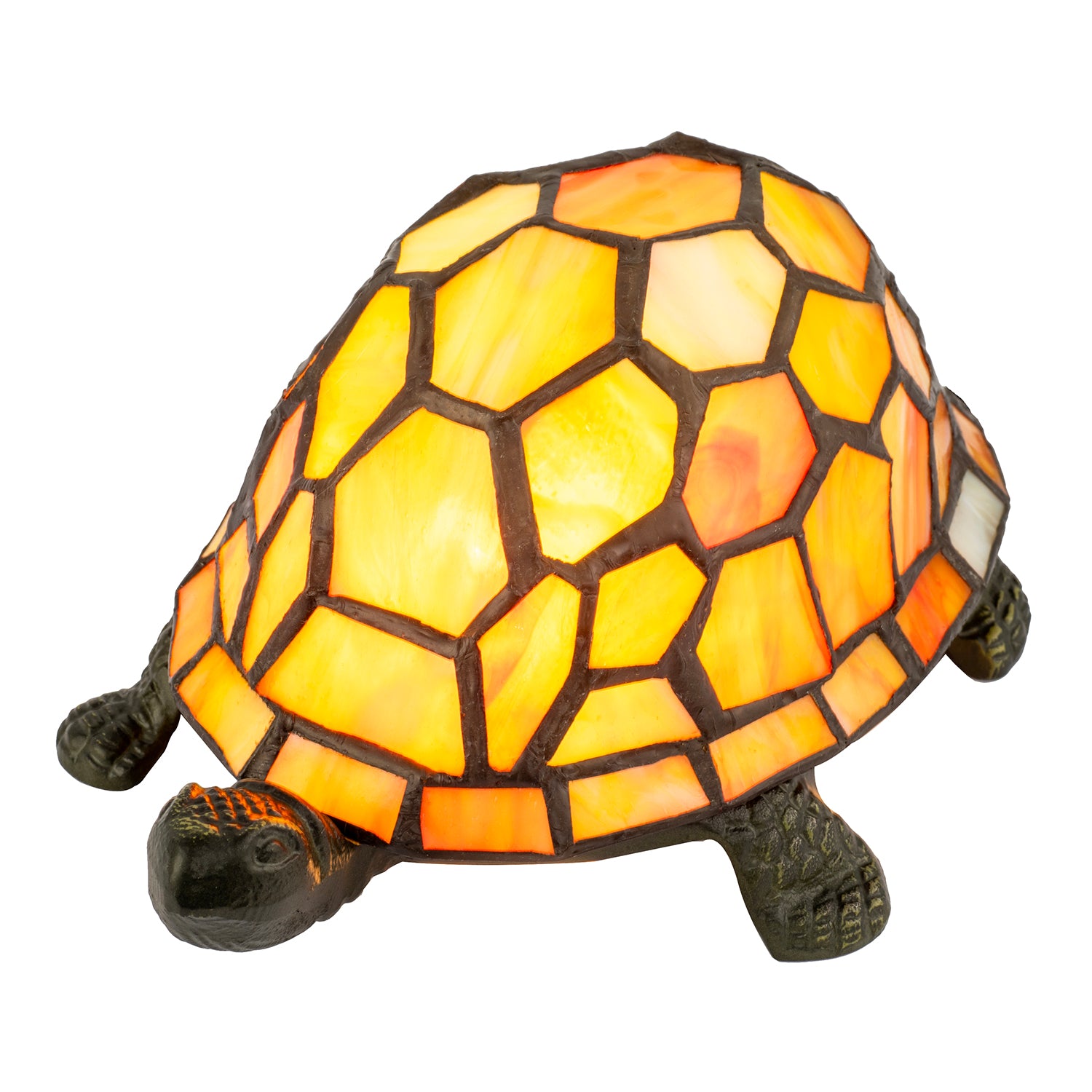 Quirky Orange and Amber Stained Glass Tiffany Tortoise Table Lamp Image 8