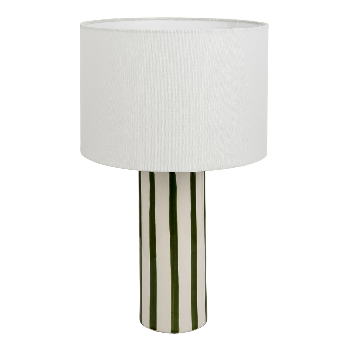 Smart Ceramic Table Lamp with Hand Painted Olive Green Stripes Image 8