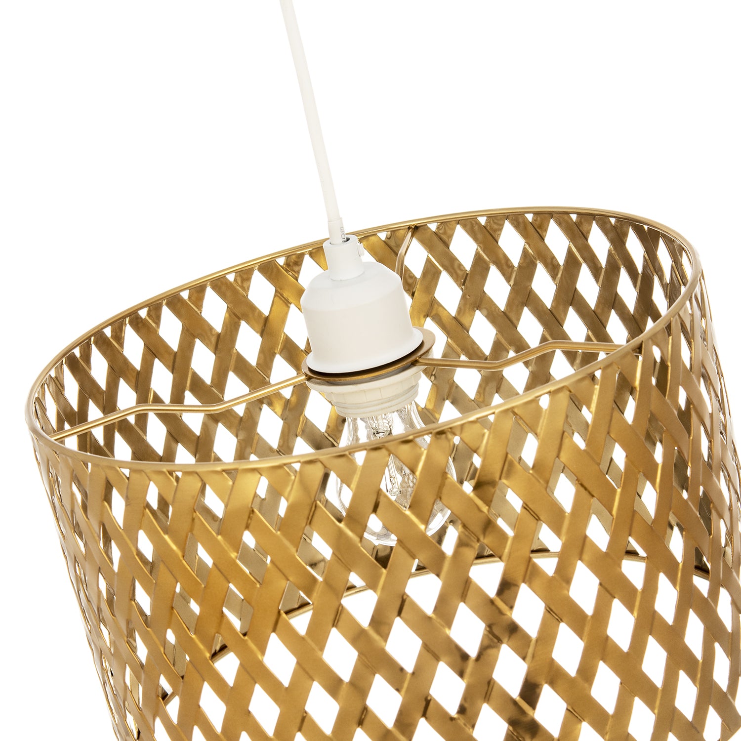 Modern Unique Pendant Light Shade in Metallic Gold with Lattice Design Image 5