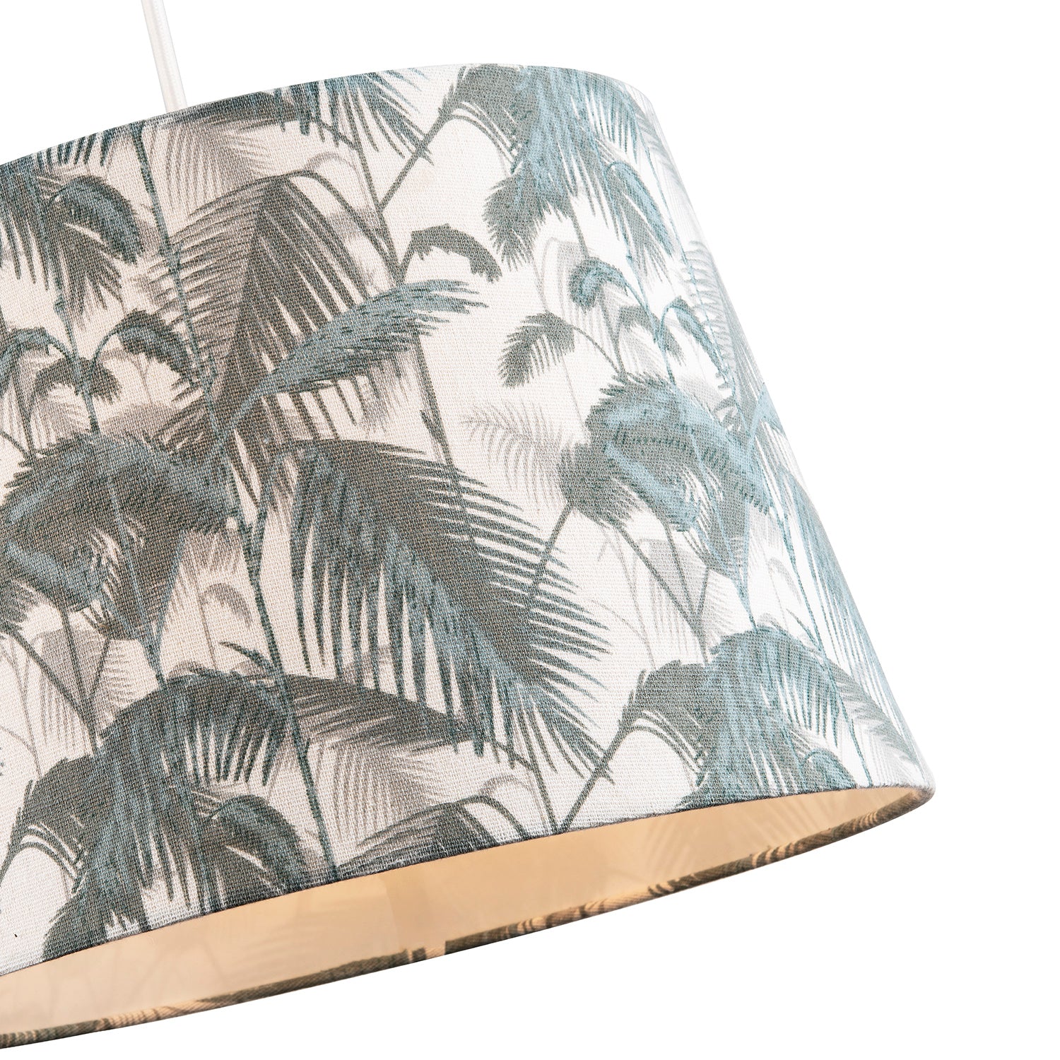 Modern Green Palm Trees Linen Fabric Drum Lamp Shade with Cotton Inner Image 3