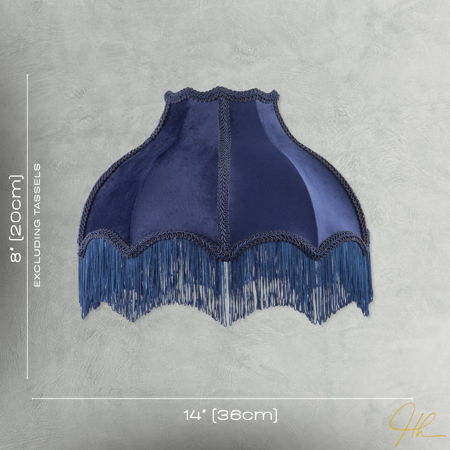 Classic Victorian Lamp Shade in Midnight Blue Velvet with Navy Trims Image 7