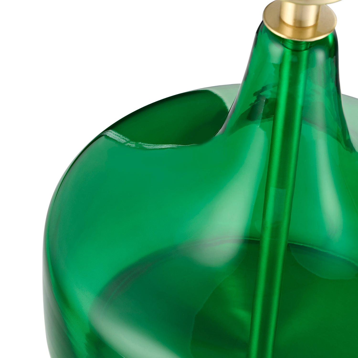 Sleek Design Modern Emerald Green Glass Table Lamp Base with Satin Brass Base Image 2