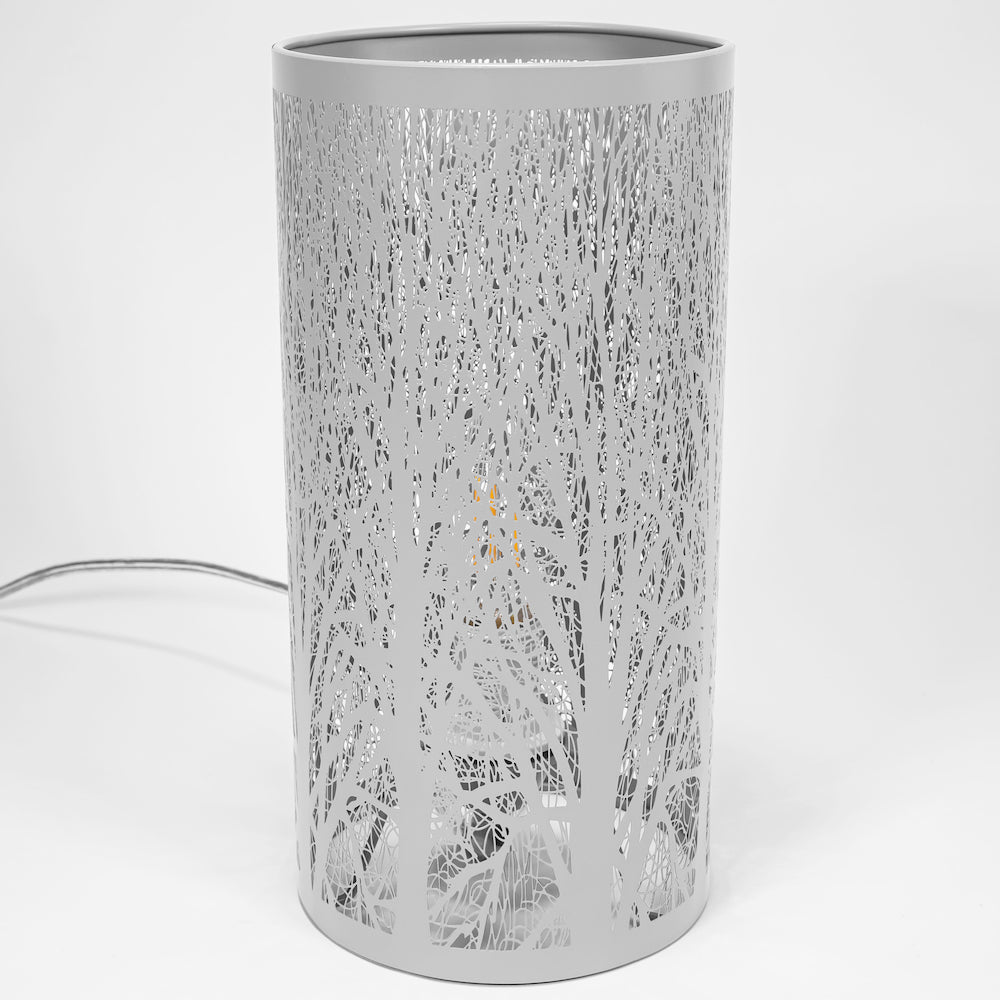 Unique and Beautiful Matt Grey Metal Forest Design Table Lamp with Cable Switch Image 8