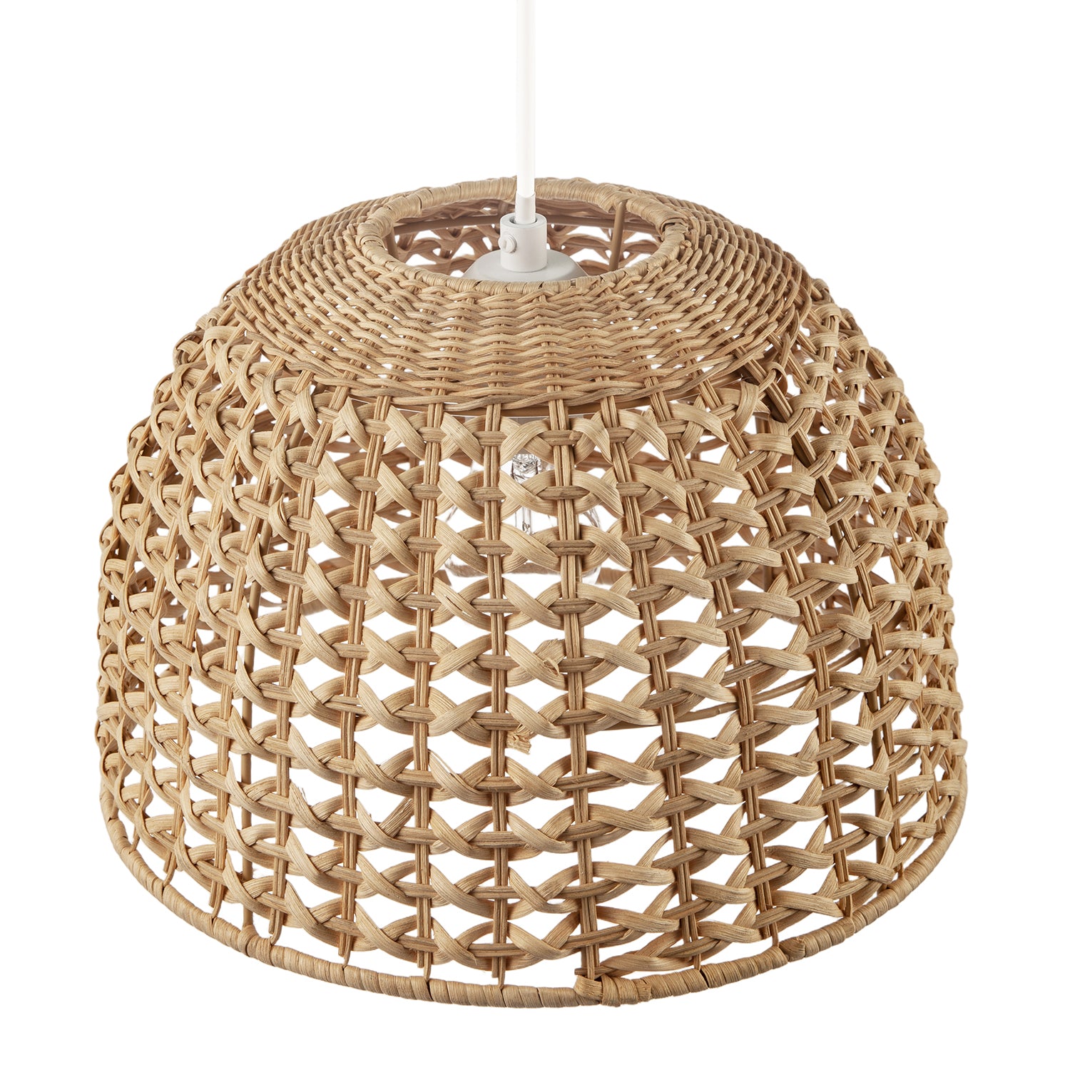 Vintage Intricate Woven Lattice Light Toned Rattan Pendant Light Shade Image 3