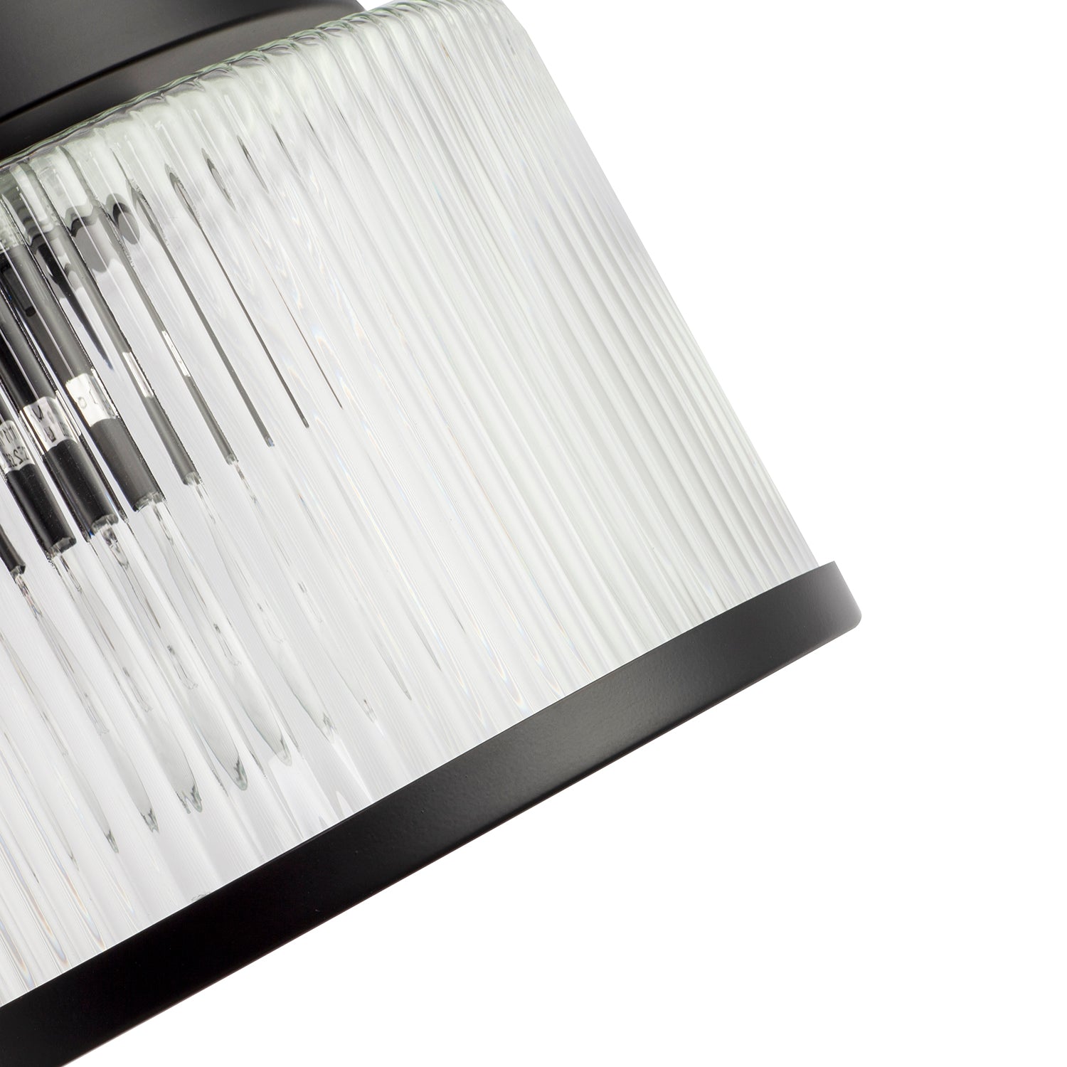 Matte Black Bathroom Ceiling Light with Clear Ribbed Glass Shade Image 8