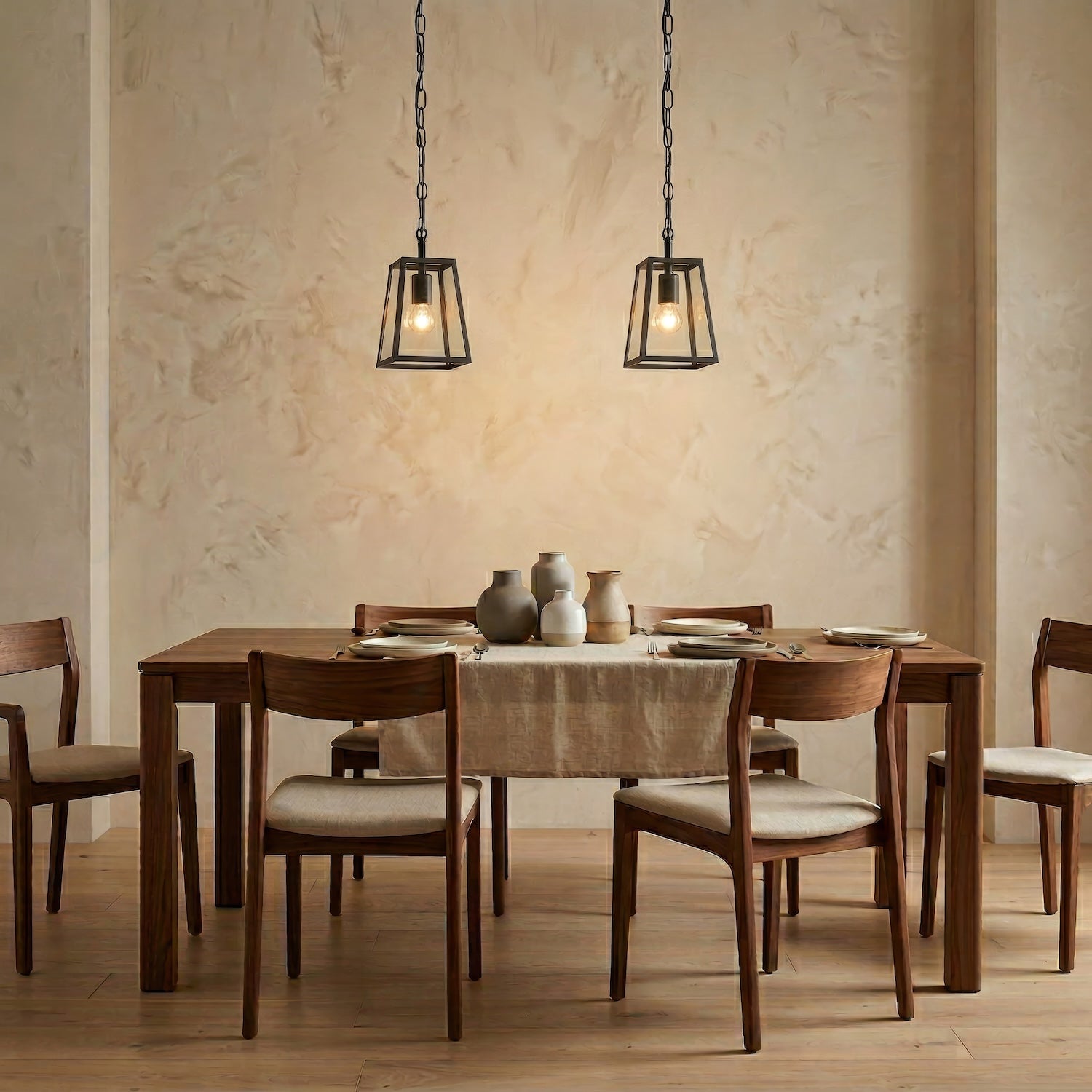 Classic Lantern Pendant Ceiling Light in Matte Black with Clear Glass Sides Image 7