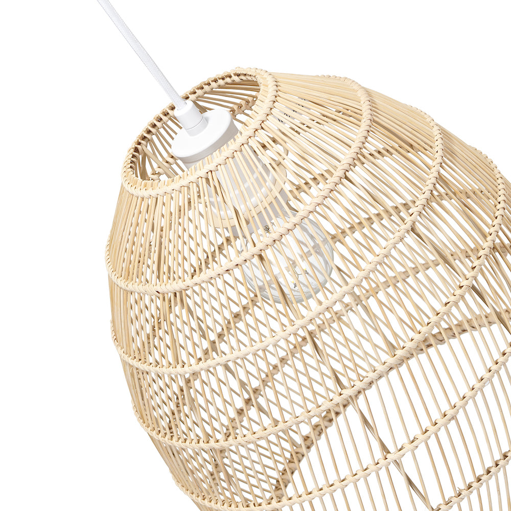 Traditional Vintage Spiral Cage Design Natural Brown Rattan Ceiling Lamp Shade Image 4