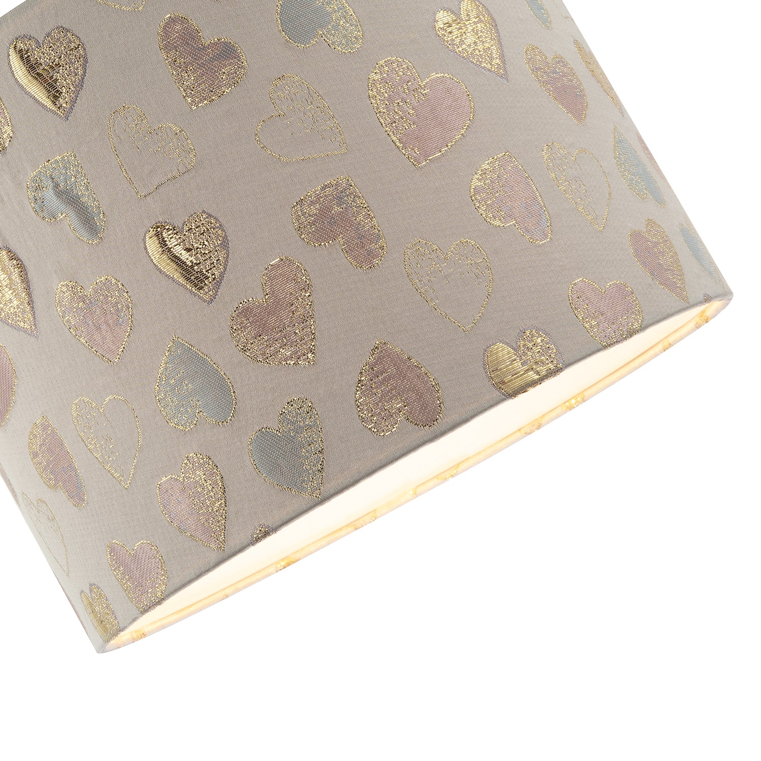 Feminine Pink Duck Egg and Shiny Gold Hearts Circular Lamp Shade Image 3