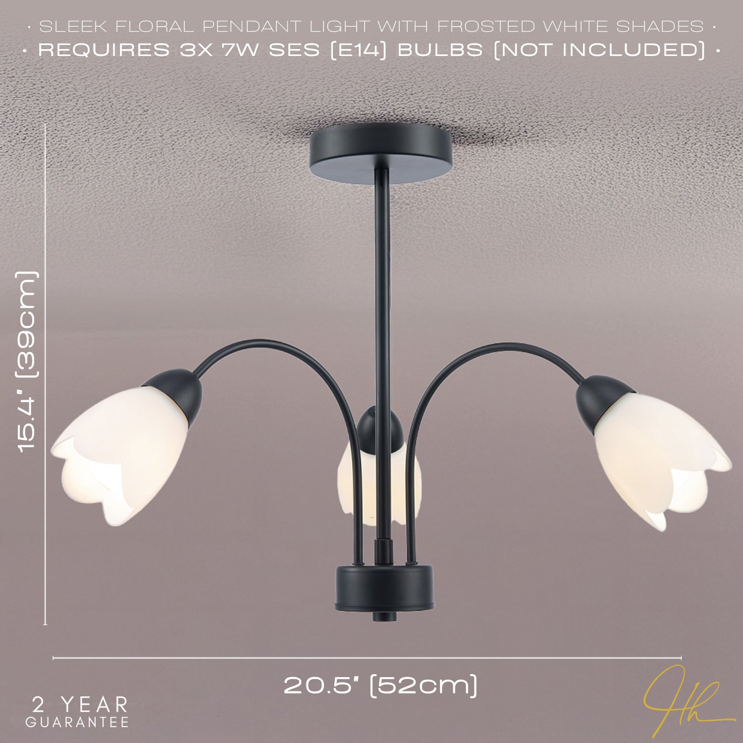 Contemporary Ceiling Lamp Fitting in Matte Black with Opal Petal Glass Shades Image 6