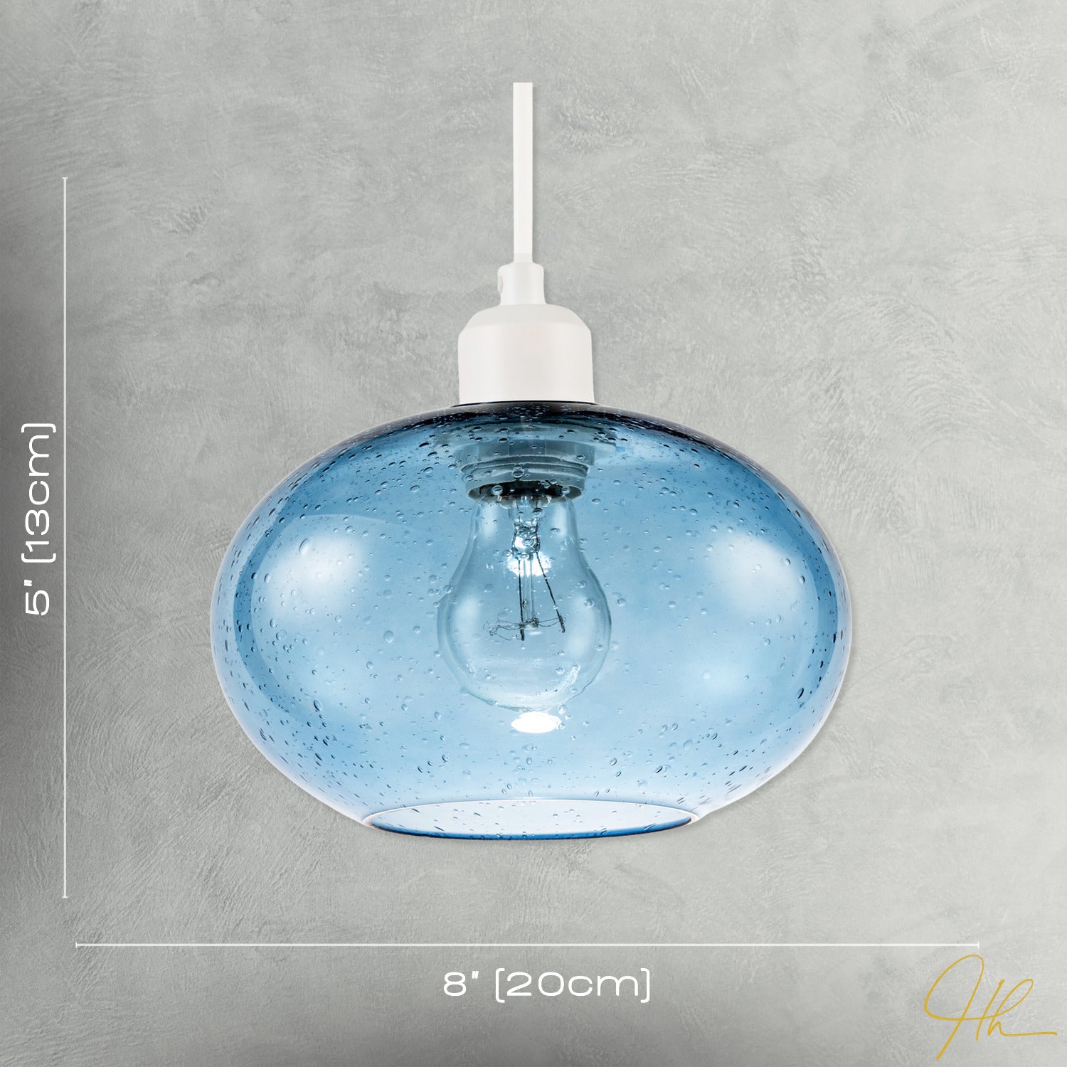 Modern Blue Blown-Glass Pendant Light Shade with Subtle Air Bubbles Image 7
