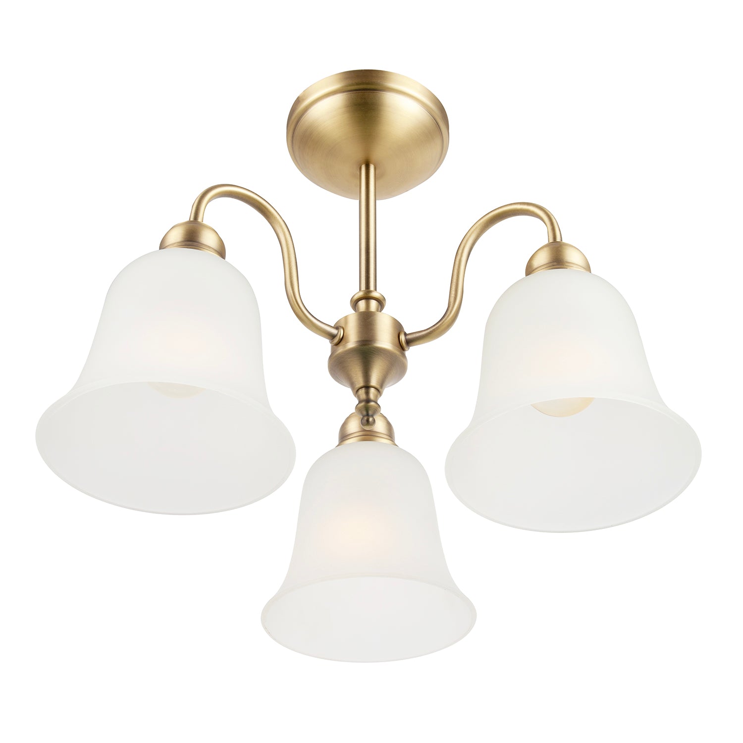 Classic and Ornate Aged Brass Ceiling Light Fitting with Glass Shades Image 3