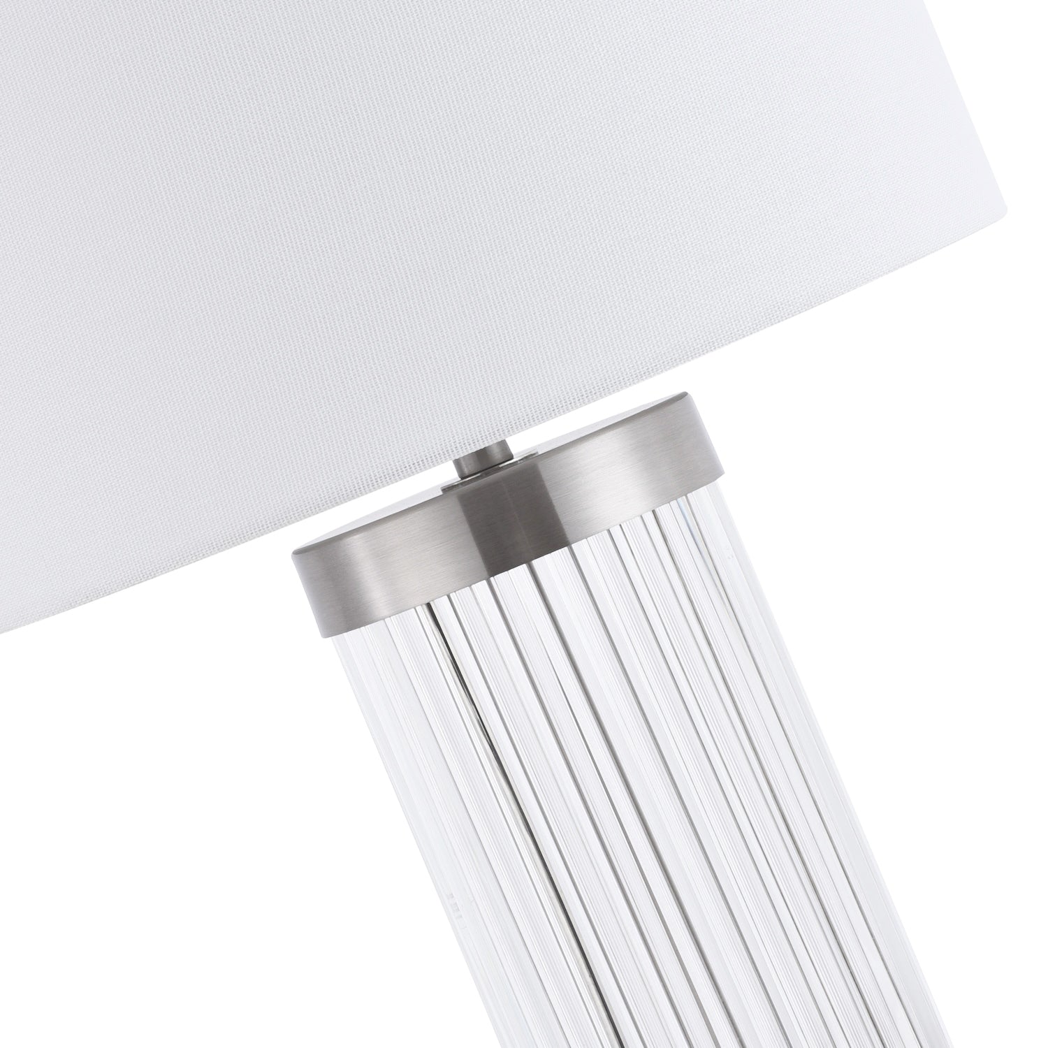 Modern Chic Table Lamp Base with Clear Ribbed Glass Column and Satin Chrome Trim Image 4