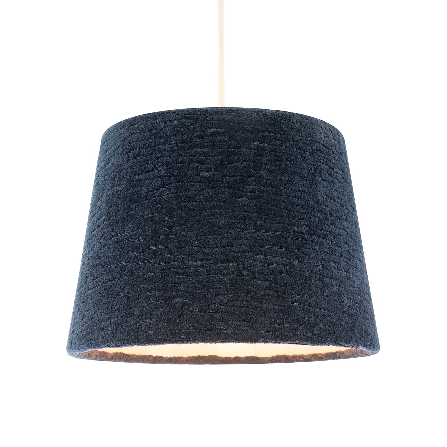 Thick Lined Textured Midnight Blue Velvet Lamp Shade with Satin Inner Image 2