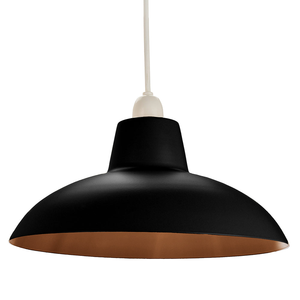 Industrial Retro Designed Matt Black Curved Metal Ceiling Pendant Light Shade Image 2