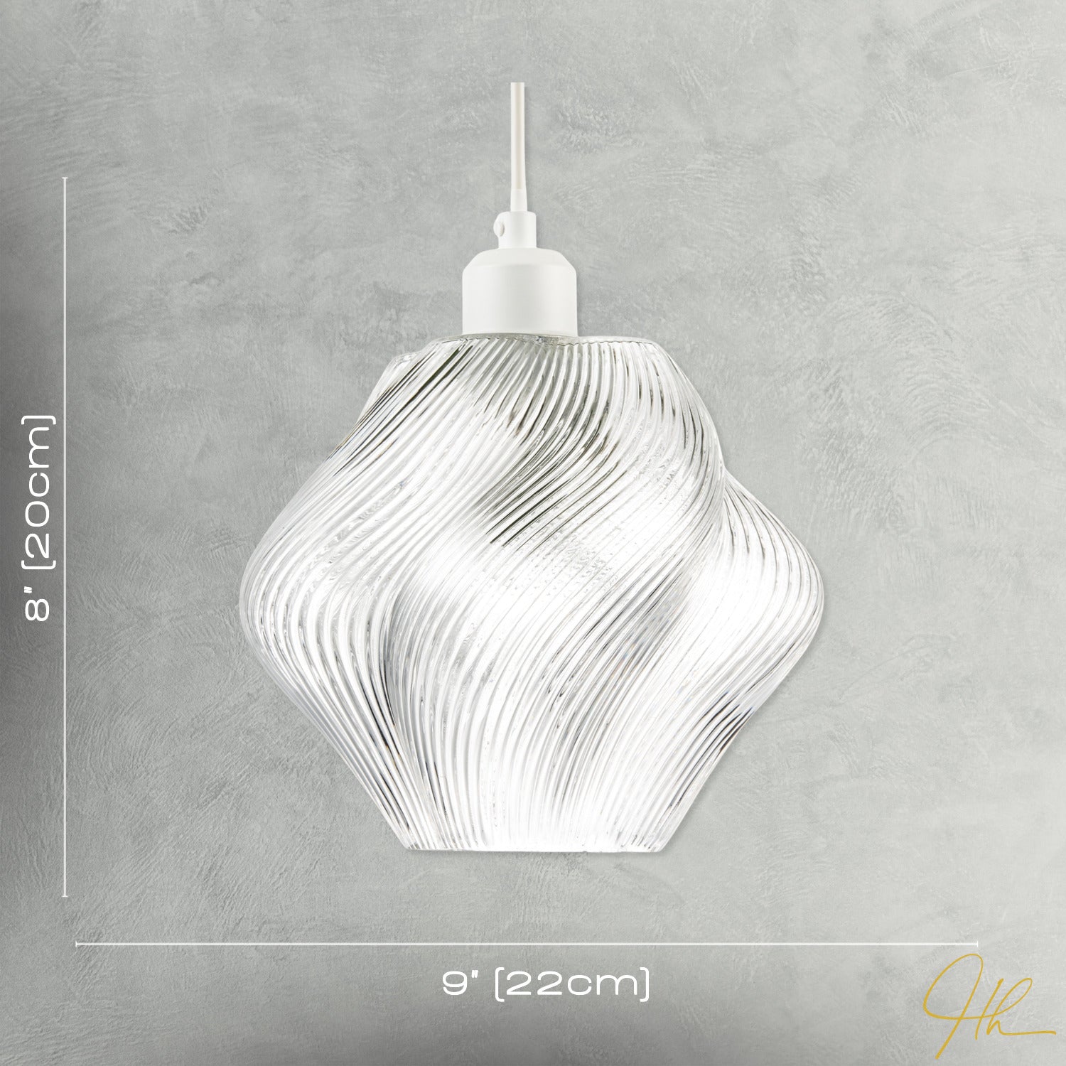 Modern Clear Twisted Glass Pendant Light Shade with Etched Grooves Image 7