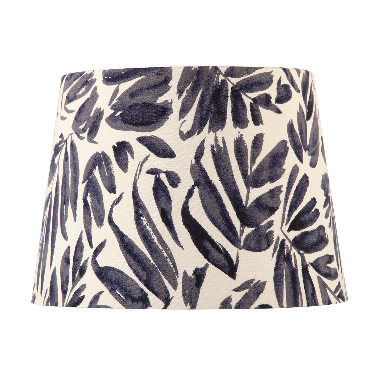 Midnight Blue Palm Leaf Themed 25cm Drum Lampshade with Fabric Lining Image 3