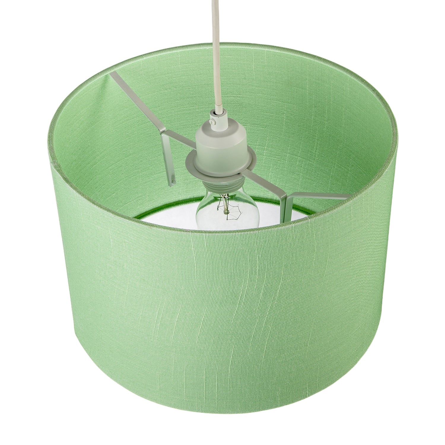 Designer Frosted Lime Green Textured Linen Fabric Circular Lamp Shade Image 3