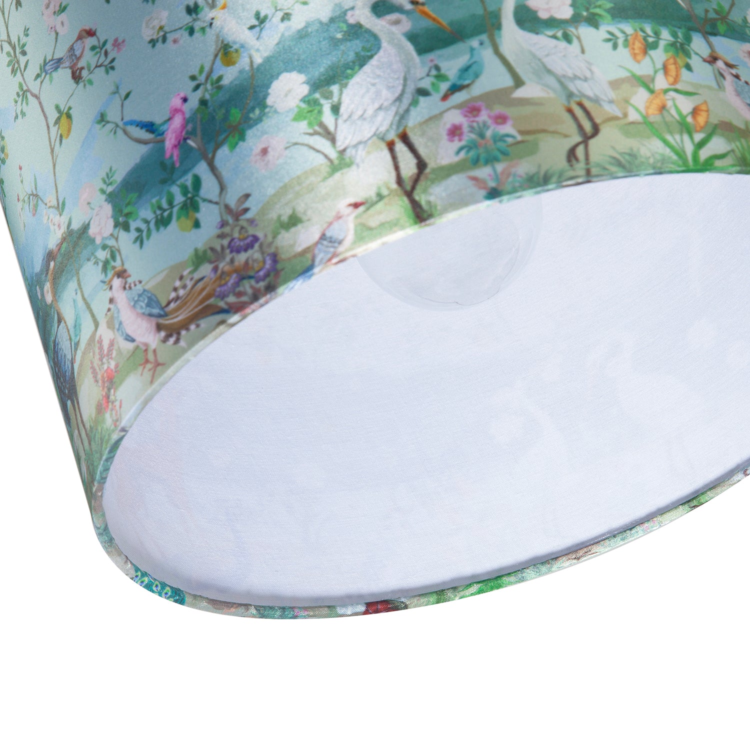 Mountains and Forests Lamp Shade with Floral and Bird Illustrations Image 3