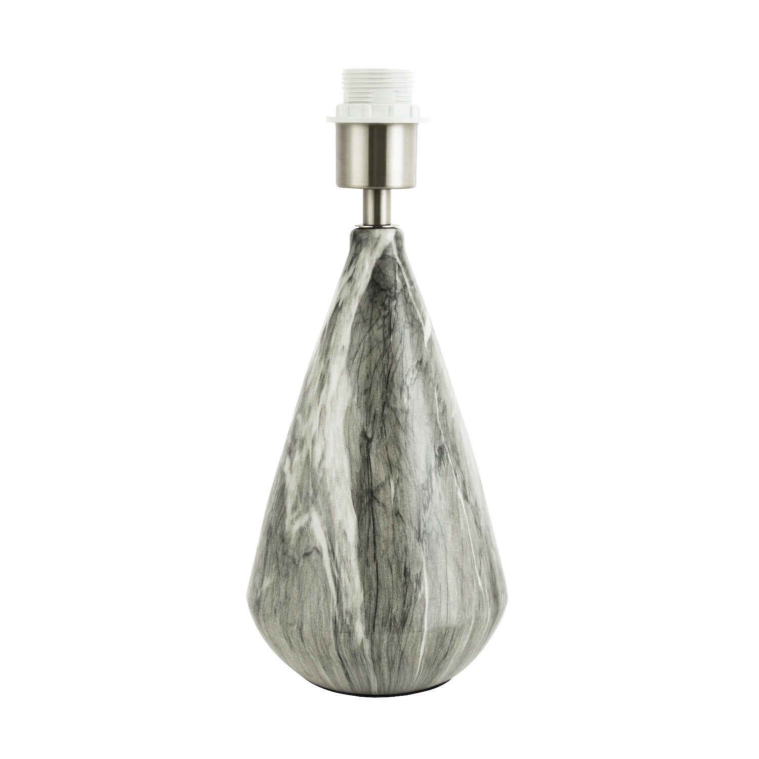 Marble Effect Ceramic Table Lamp Base with Grey Gloss Glazing and Chrome Trim Image 1