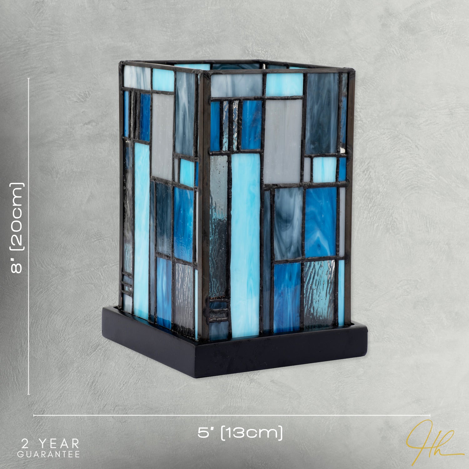 Designer Art Deco Tiffany Glass Table Lamp in Midnight and Sky Blue Image 7