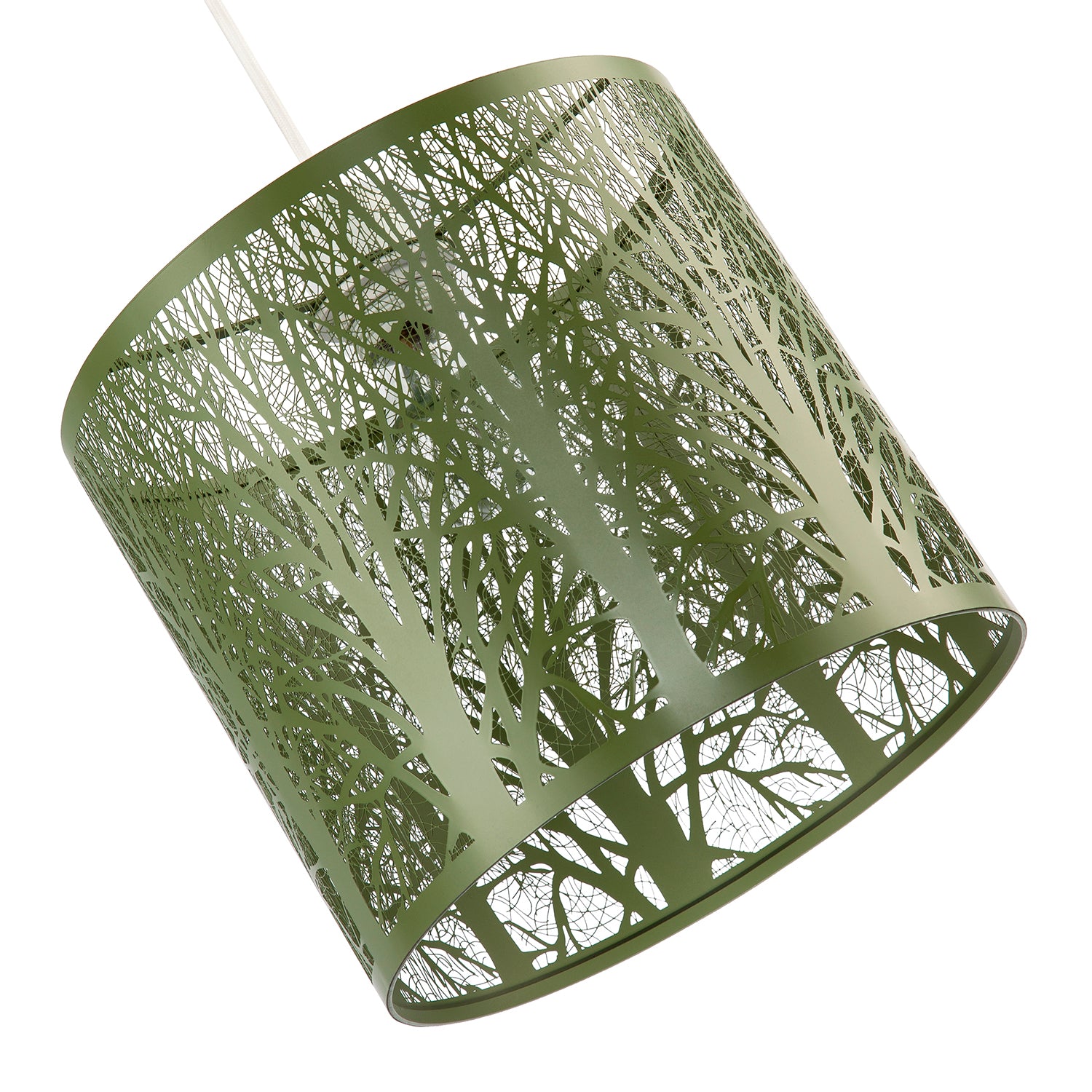 Unique and Beautiful Olive Green Metal Forest Design Pendant Shade Image 5