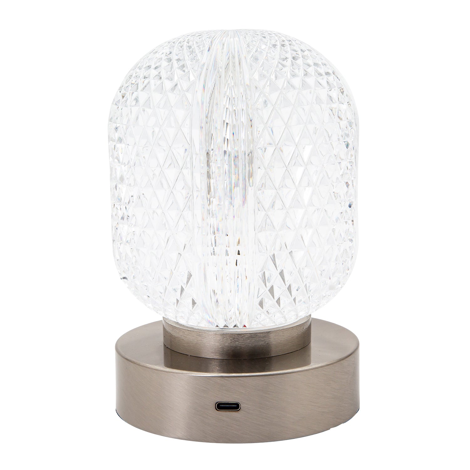 Modern Nickel Rechargeable Touch Dimmable Table Lamp with Glass Shade Image 3