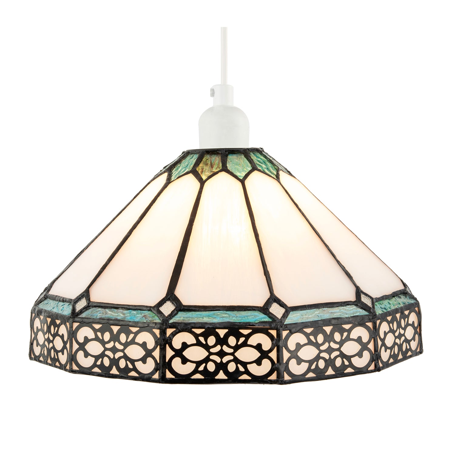 Chic 1920s Shabby Chic Pendant Light Shade with Metal Scrollwork Decor Image 2