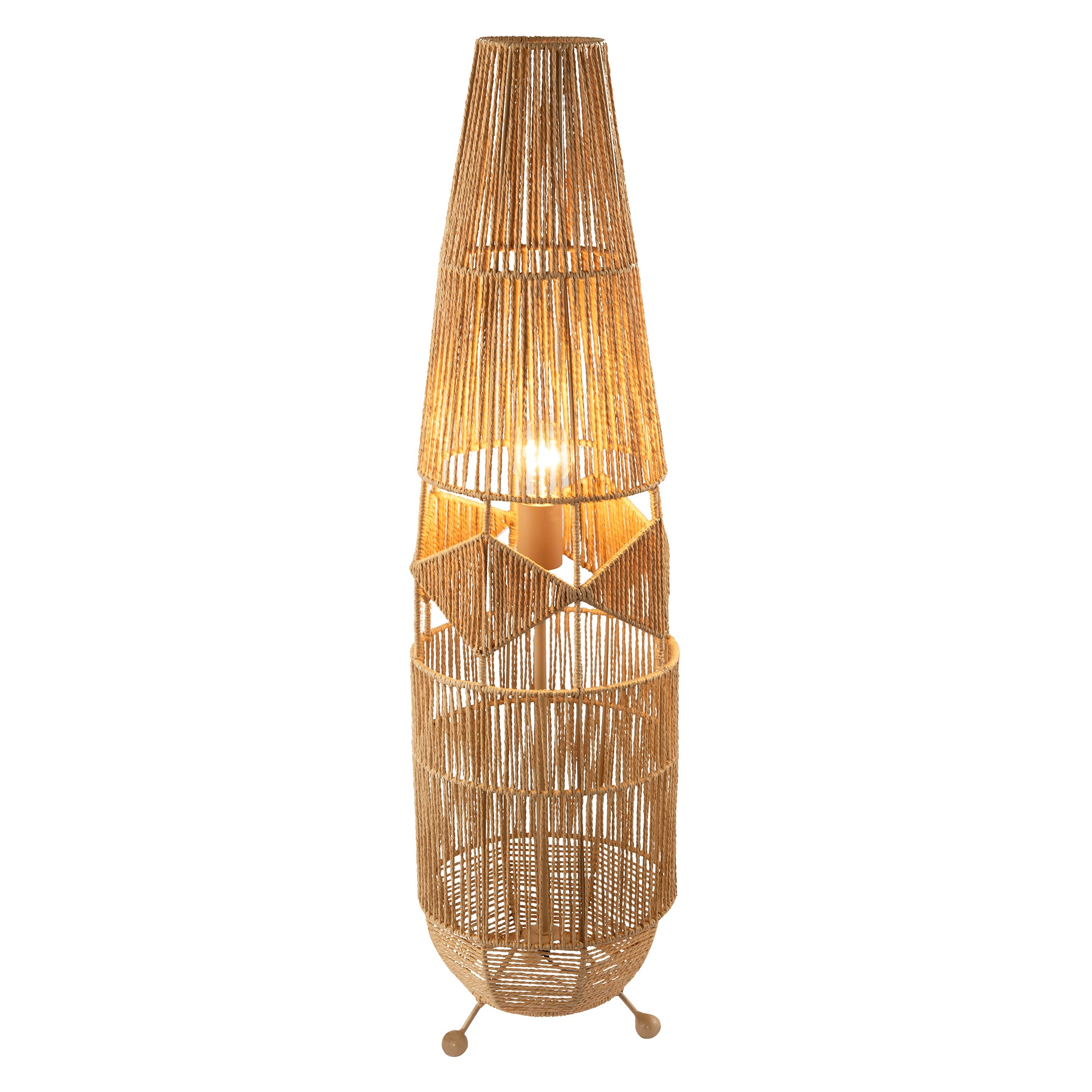 Moroccan Designed Floor Lamp in Vintage Twisted Paper and Metal Frame Image 2