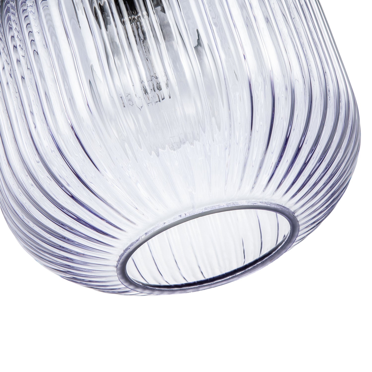 Modern Designer Soft Lilac Line Ribbed Glass Round Pendant Lamp Shade Image 5