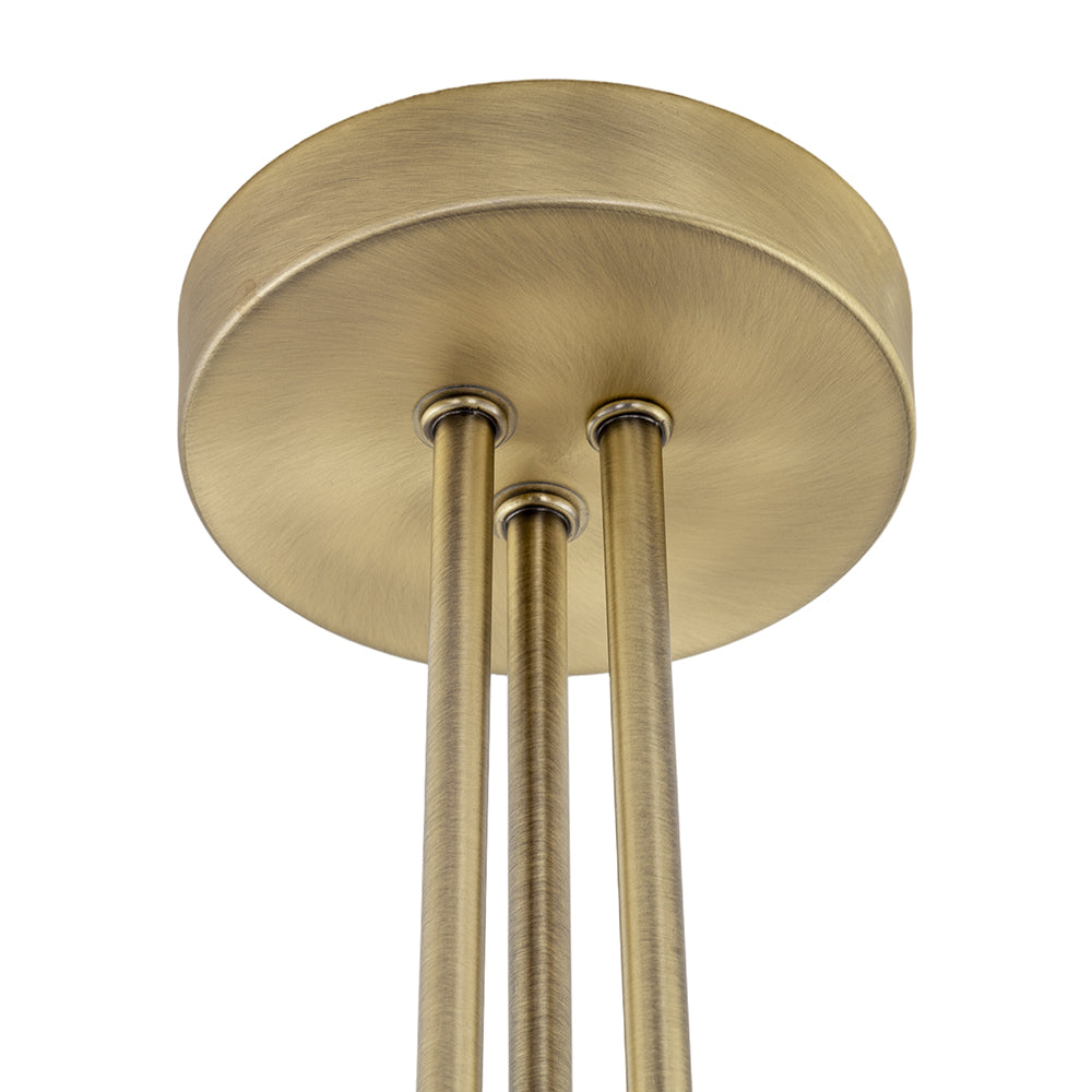 Modern Antique Brass Plated Ceiling Light Fitting with Swirl Glass Image 3