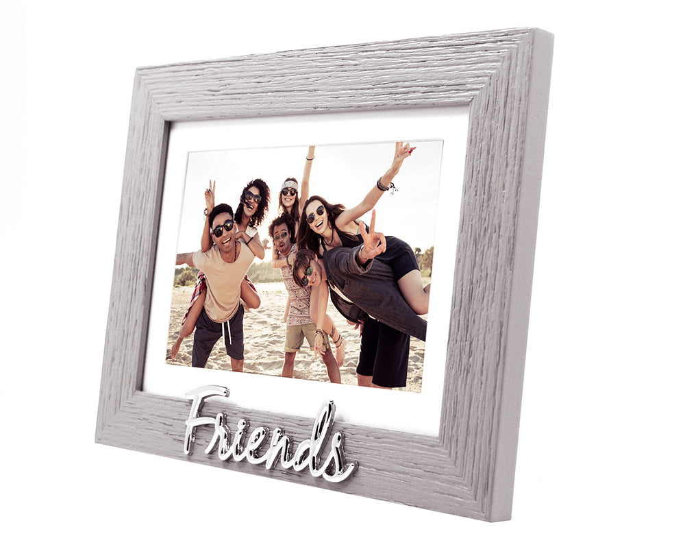 Grey Woodgrain Effect Friends Picture Frame with Silver Letters - 6x4" or 7x5" Image 3