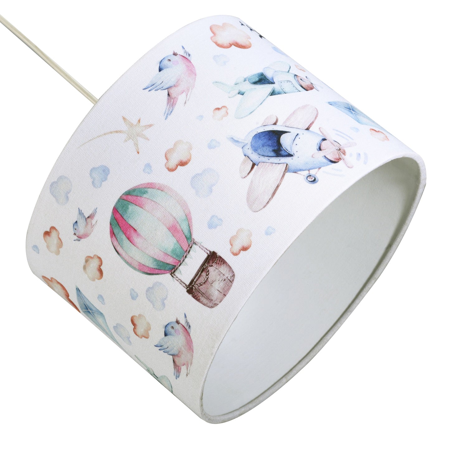 Air Travel Childrens Linen Lamp Shade - Planes Hot Air Balloons Clouds and Kites Image 4