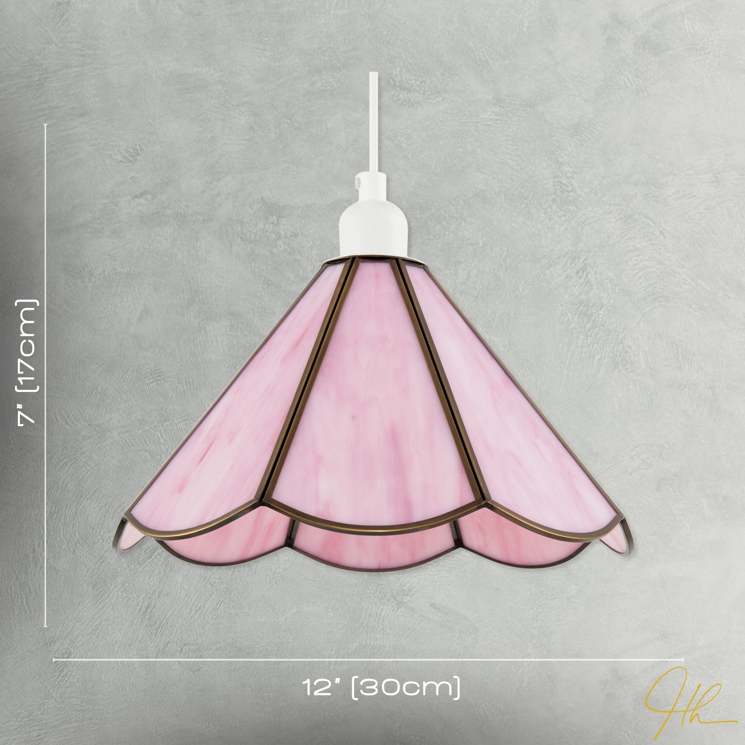 Classic Soft Blush Pink Tiffany Glass Easy Fit Pendant Lighting Shade Image 7