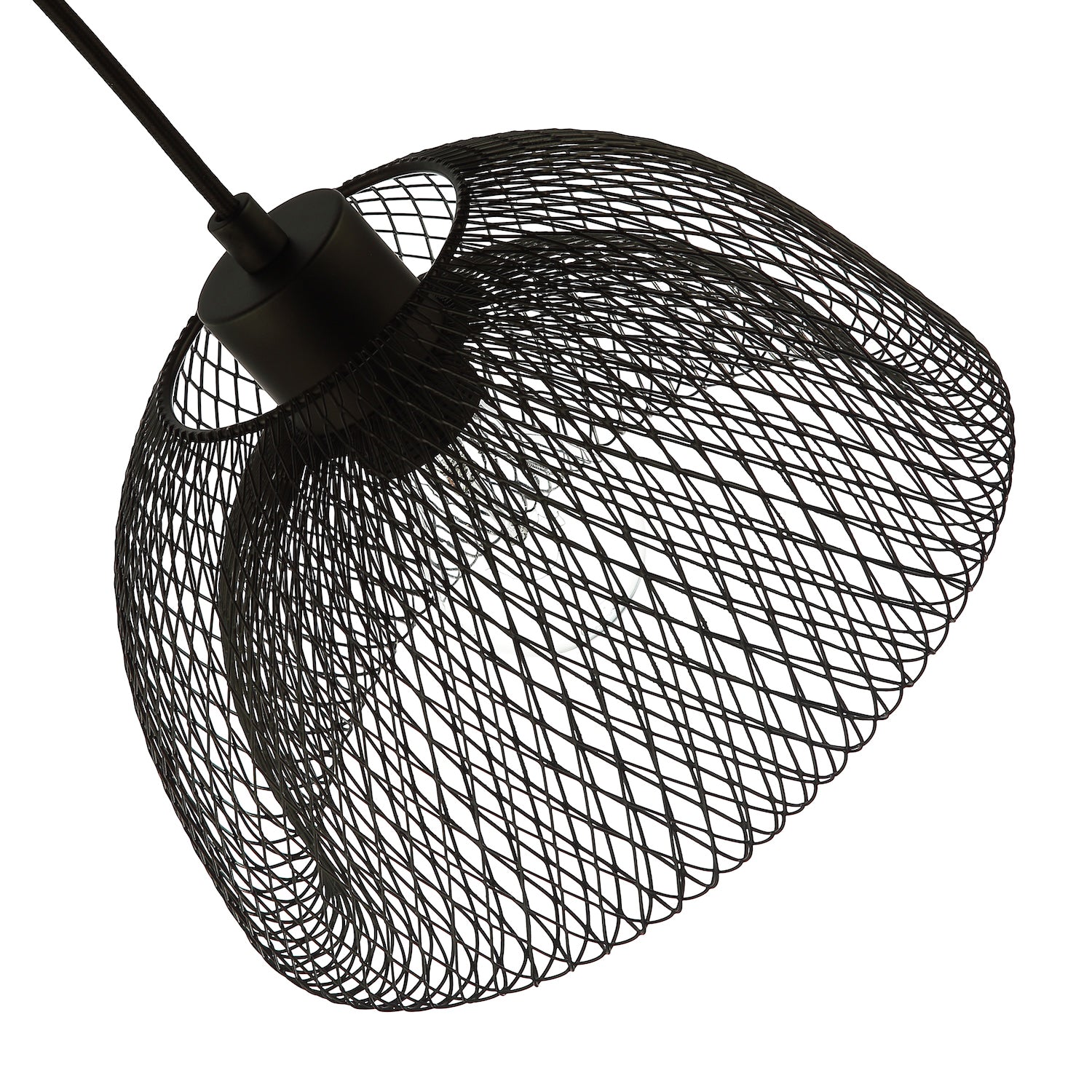 Industrial and Modern Double Mesh Wire 26cm Pendant Light Shade in Matte Black Image 5