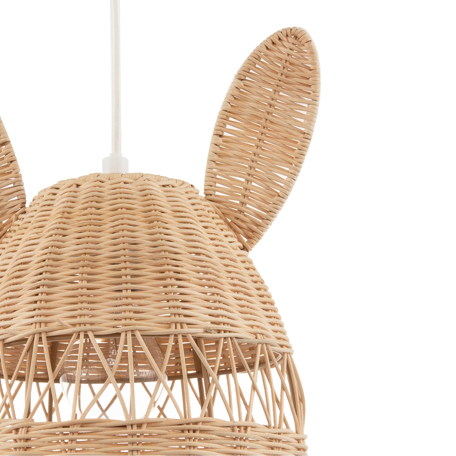 Natural Woven Rattan Childrens Pendant Lighting Shade with Bunny Ears Image 4
