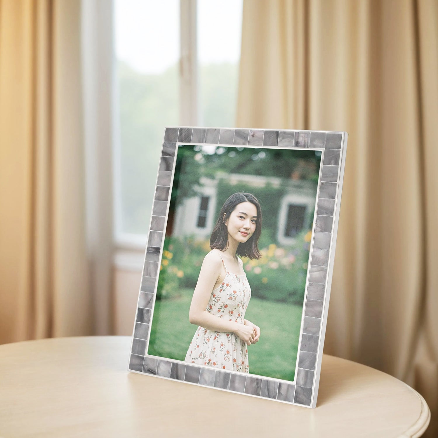 Beautiful Grey Mother of Pearl 5 x 7 Picture Frame with Nickel Trim Image 5