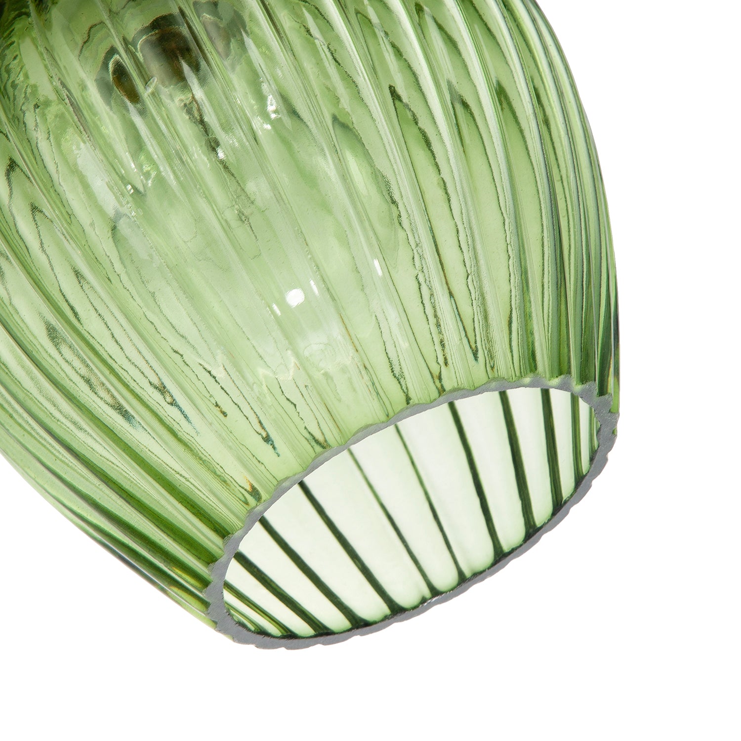 Modern Green Easy Fit Pendant Lighting Shade with Ridged Fluted Lines Image 5