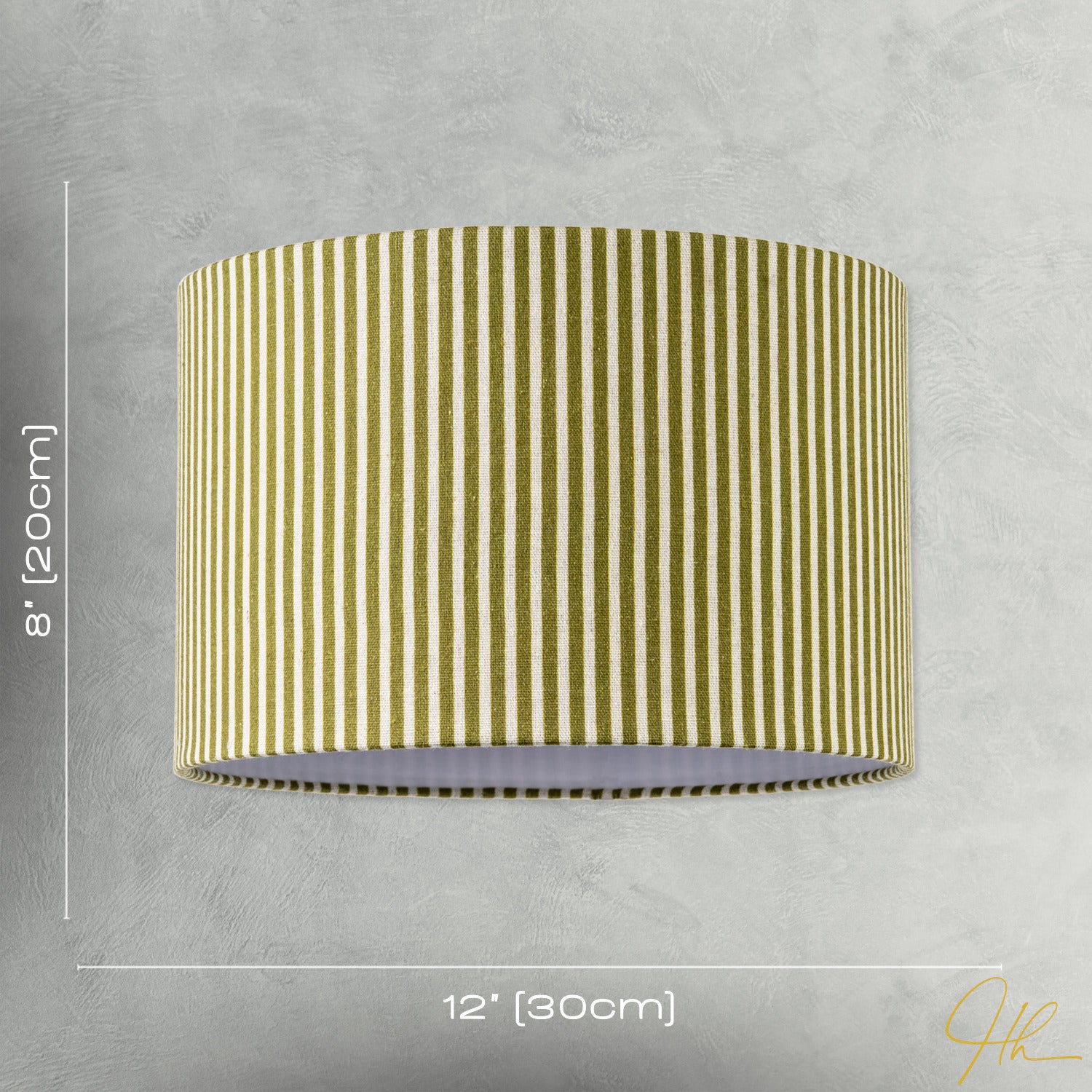Olive Green Thin Striped Linen Fabric Lamp Shade with Inner Lining Image 7