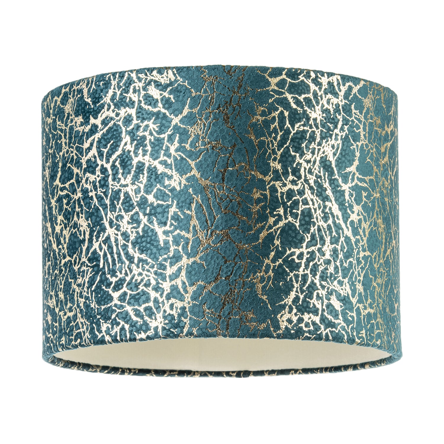 Emerald Green Teal Blend Velvet Fabric Lamp Shade with Shiny Gold Foil Image 1