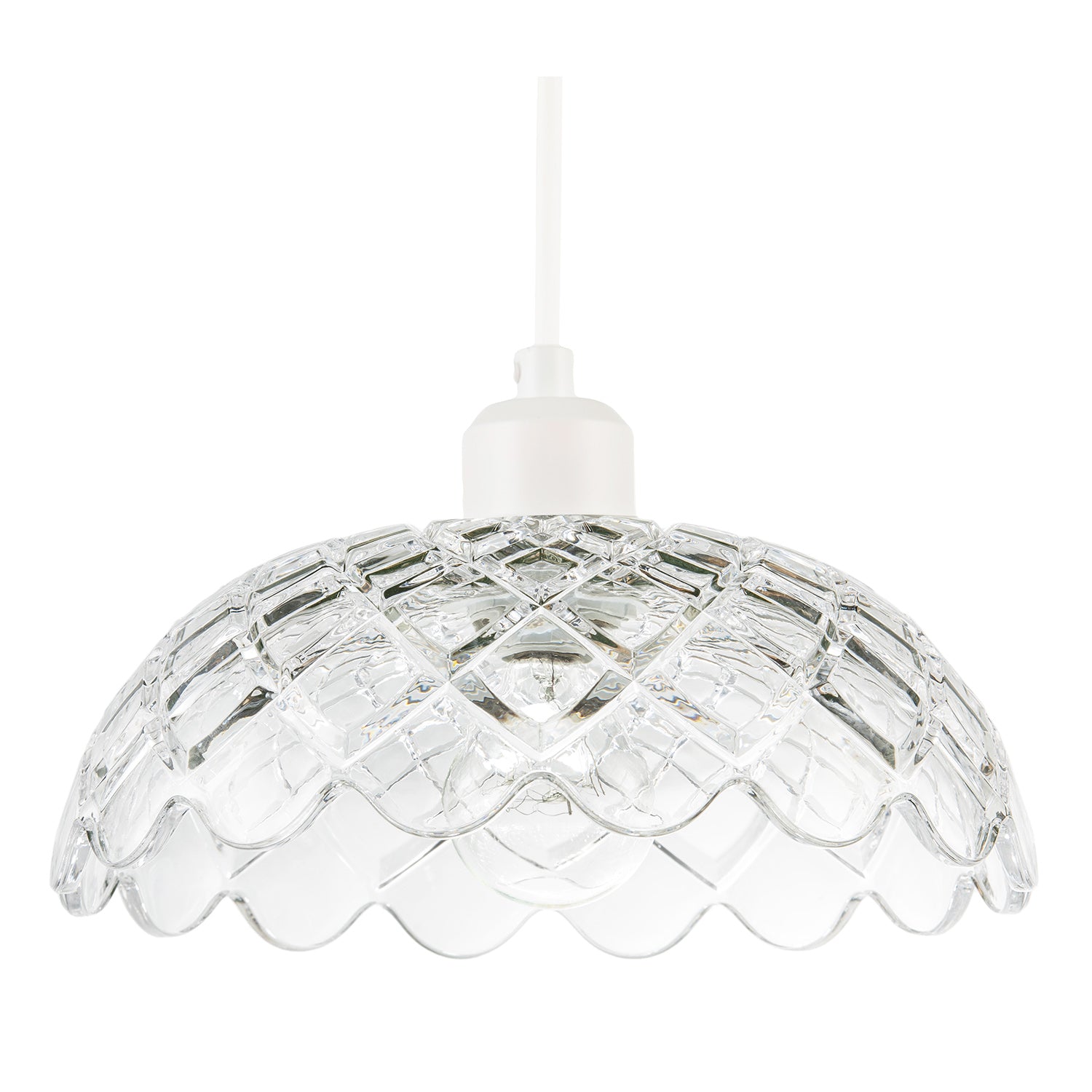Modern Thick Transparent Glass Light Shade with Wavy Scalloped Edge Image 1