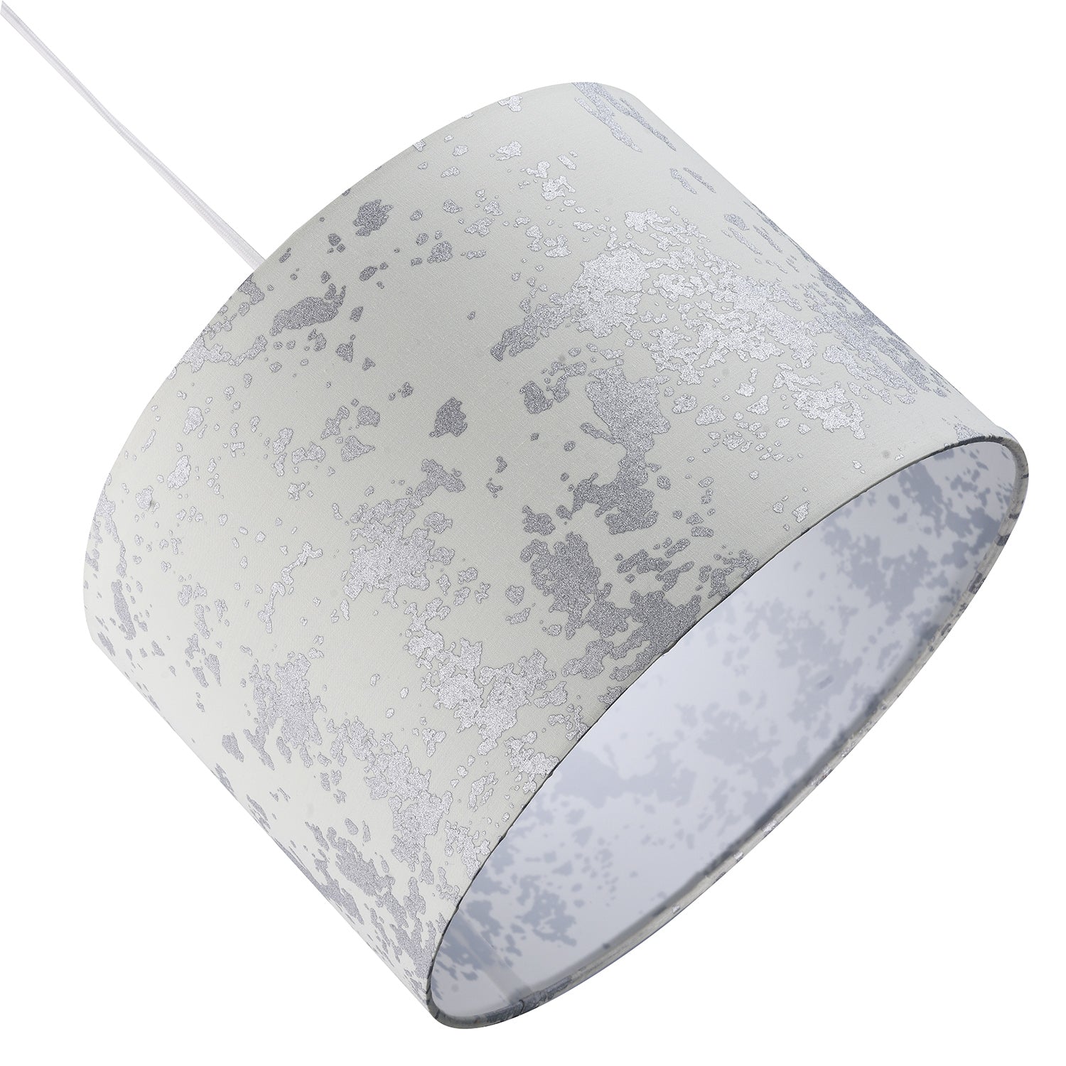 Modern Cream Cotton Fabric Lampshade with Silver Foil Decor for Table or Ceiling Image 4