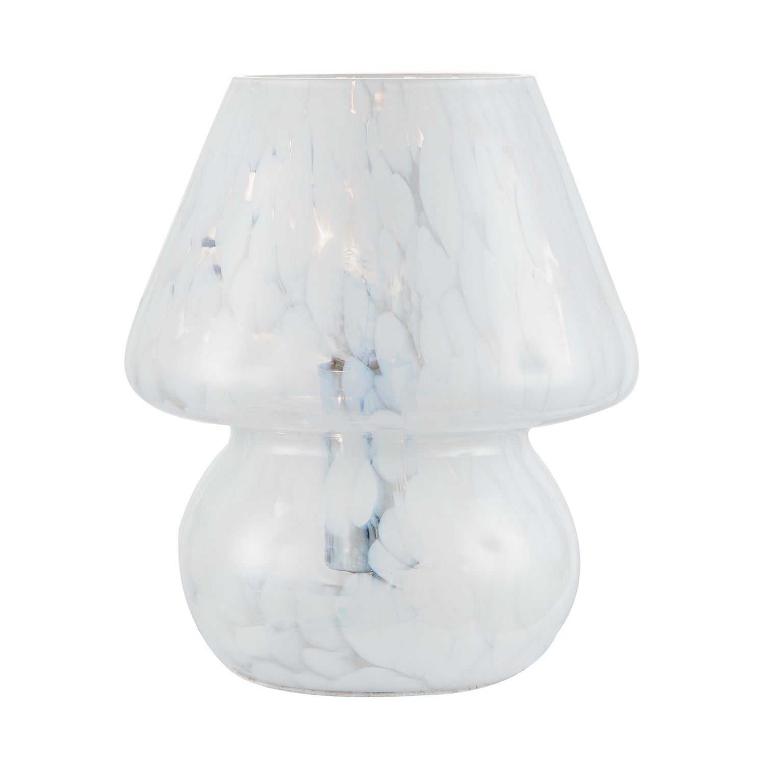 Modern Designer Mushroom Glass Table Lamp in White Snowflake Pattern Image 5