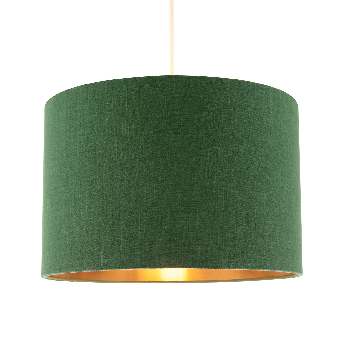 Modern Forest Green Cotton Lamp Shade with Brushed Gold Inner Lining Image 2