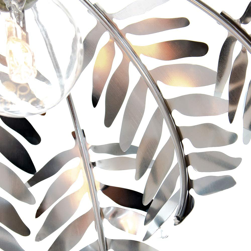 Traditional Fern Leaf Design Ceiling Pendant Light Shade in Silver Chrome Finish Image 4